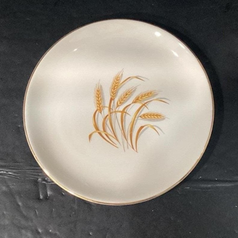 Homer Laughlin Golden Wheat Dinner Plates, Set of 4, Vintage Mid-Century Ceramic - Picture 5 of 11